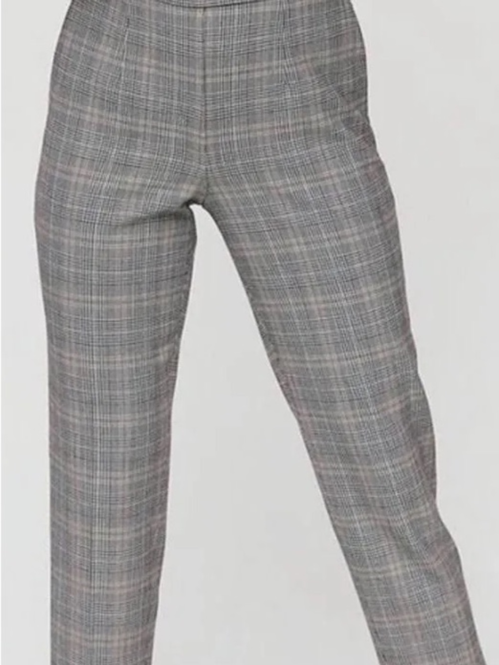 Babaton Gray Plaid Cropped Ankle Pants